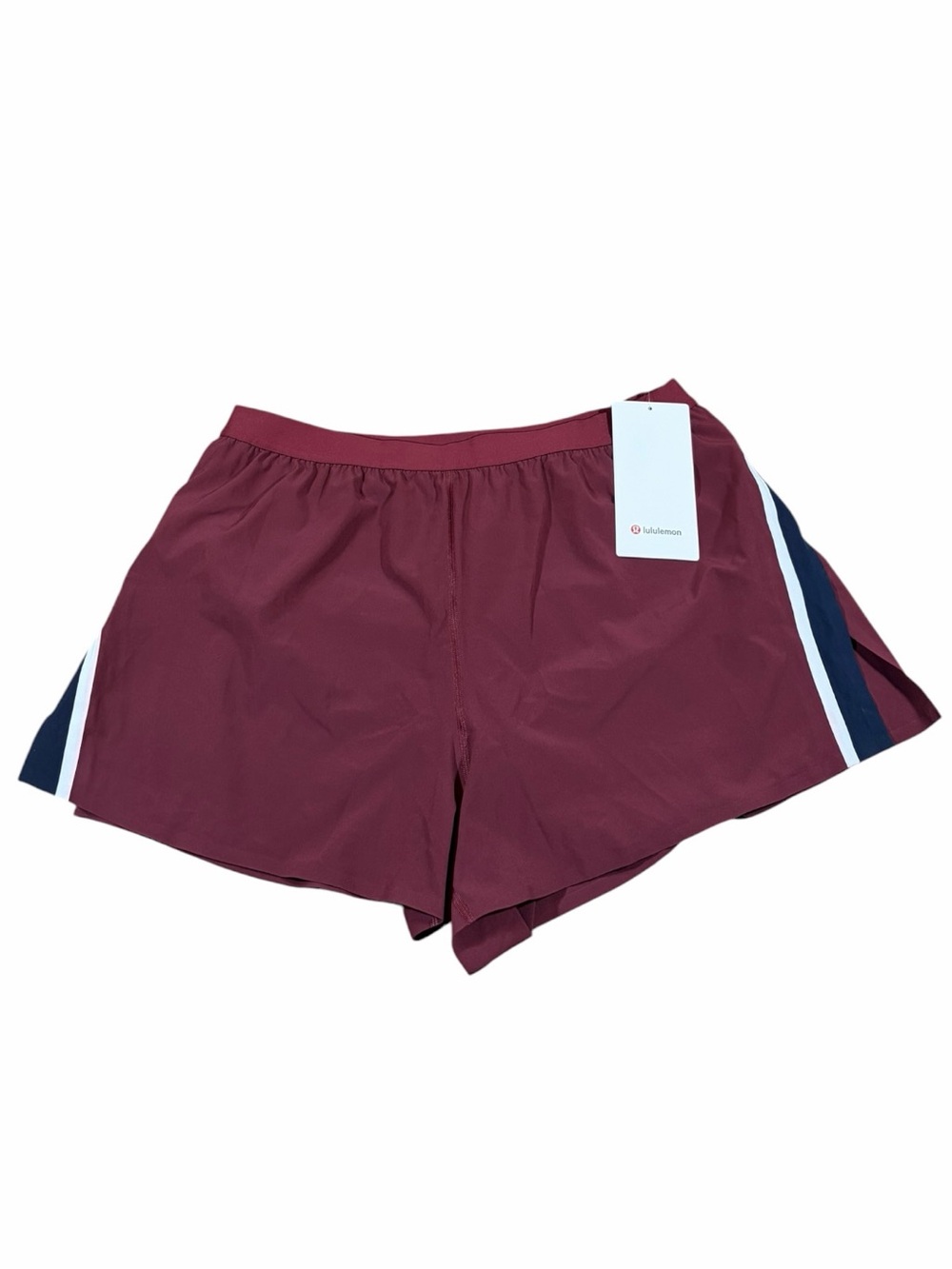 NWT Lululemon High-Rise Split Short 3” *Stripe (Burgundy Bay/True Navy/Ivory) L